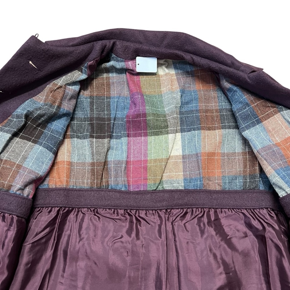 Vintage 1960’s Women’s Purple Plaid Peacoat Sz. XL - Picture 4 of 8